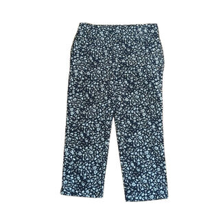 Ann Taylor Factory Crop Pants Floral Black White Size 8